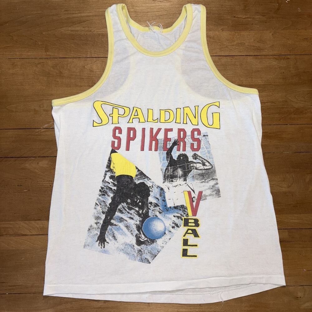 Vintage 1980s Spalding "Spikers" vintage volleyball tank top Surf OP Puff Flock